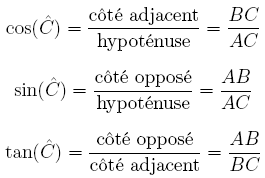 Relations trigonomtriques par rapport  l'angle C