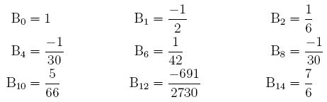 Premiers nombres de Bernoulli